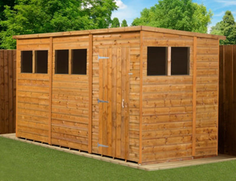 Image of Empire Sheds Empire Modular Pent 12X6 Dipped Treated Tongue And Groove Wooden Garden Shed With Windows (12' X 6' / 12ft X 6ft) (12X6)