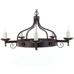 Image of Forge Aged iron pendant light 5 bulbs 34.5cm