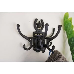 Image of Cast Iron Wall Mounted Rotating Coat Hooks, Horseshoe, 8 Hooks