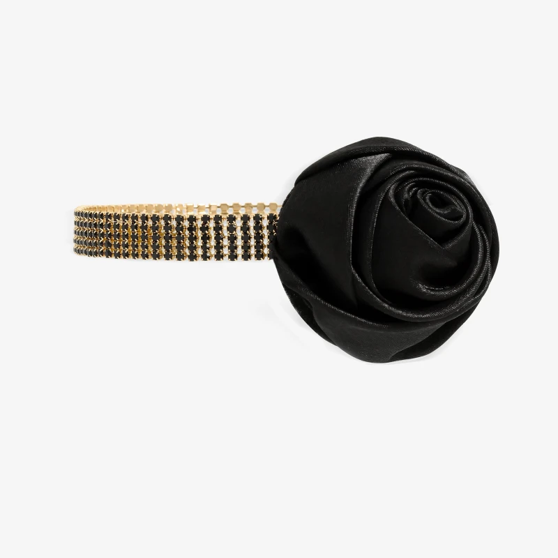 Image of Mood Black Diamante Flower Corsage Necklace Jewellery Sets One Size Black 72256903000