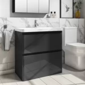 Image of 800mm Dark Grey Freestanding Vanity Unit with Basin - Pendle