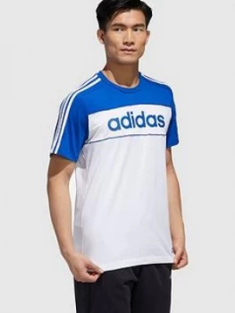 Image of Adidas Essential Block T-Shirt - Blue/White