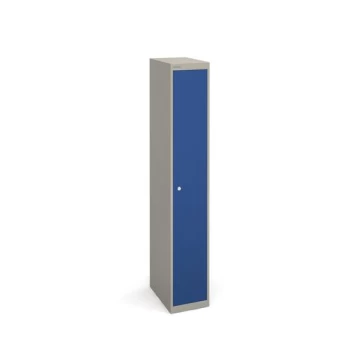 Image of Bisley lockers with 1 door 457mm deep - grey with blue doors