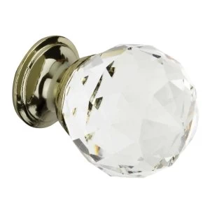 Image of Wickes Faceted Glass Door Knob - Brass 30mm Pack of 4
