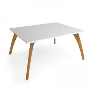 Image of Enable worktable 1600mm x 1600mm deep with four solid oak legs - white