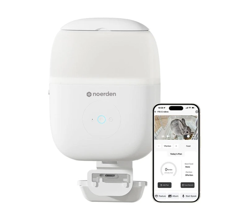 Image of NOERDEN Hoppy Smart Small Animal Feeder with Camera - White 6976941800389
