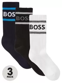 Image of BOSS Bodywear 3 Pack Sports Socks - Black/White/Navy, Men