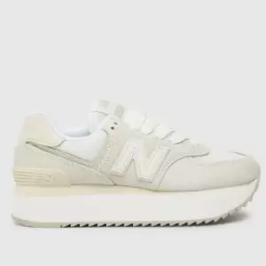Image of New Balance 574 wedge trainers in white & beige
