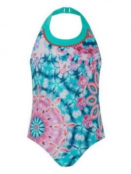 Image of Monsoon Girls S.E.W Kit Tie Dye Swimsuit - Navy, Size Age: 7-8 Years, Women