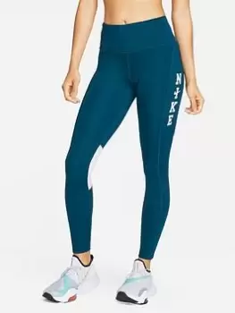 Image of Nike Dri-FIT 7/8 Leggings - Blue Size M Women