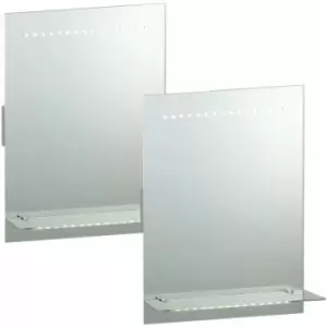 Image of Loops - 2 pack IP44 LED Bathroom Mirror 50cm x 39cm Vanity Light Shelf & Shaver Socket