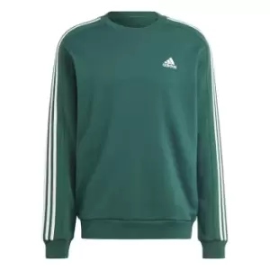 Image of adidas Mens Crew 3-Stripes Pullover Sweatshirt - Green