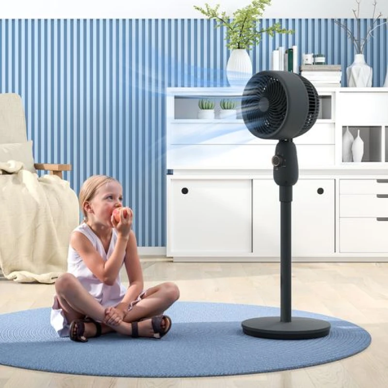 Image of HOMCOM Pedestal Fan for Bedroom, Powerful Air Circulator with 3 Speed, Grey 824-110V70GY