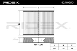 Image of RIDEX Pollen filter 424I0250 Filter, interior air,Cabin filter FORD,FORD ASIA / OCEANIA,Fiesta Mk6 Schragheck (JA8, JR8)
