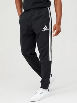 Image of Adidas 3 Stripe Panel Pants - Black/White, Size XL, Men