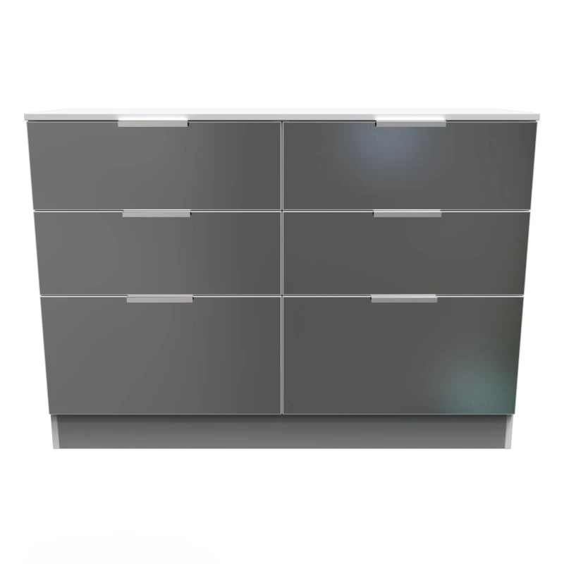 Image of Poole 6 Drawer Wide Chest In Black & White (Ready Assembled)