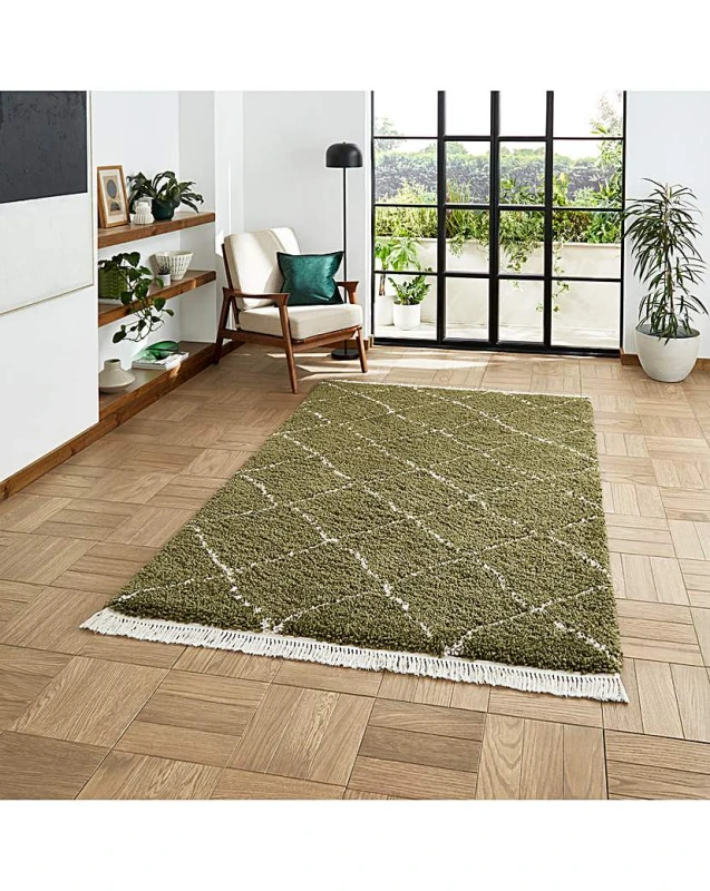 Image of Think Rugs Think Rugs Boho Berber Rug Green - Think Rugs - Size: 160X230 Green 160X230 MP65715