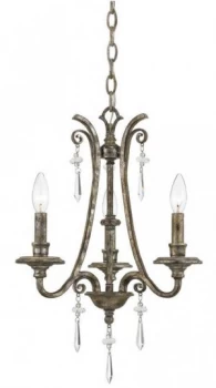 Image of Chandelier 3 Light Mottled Silver Finish, E14