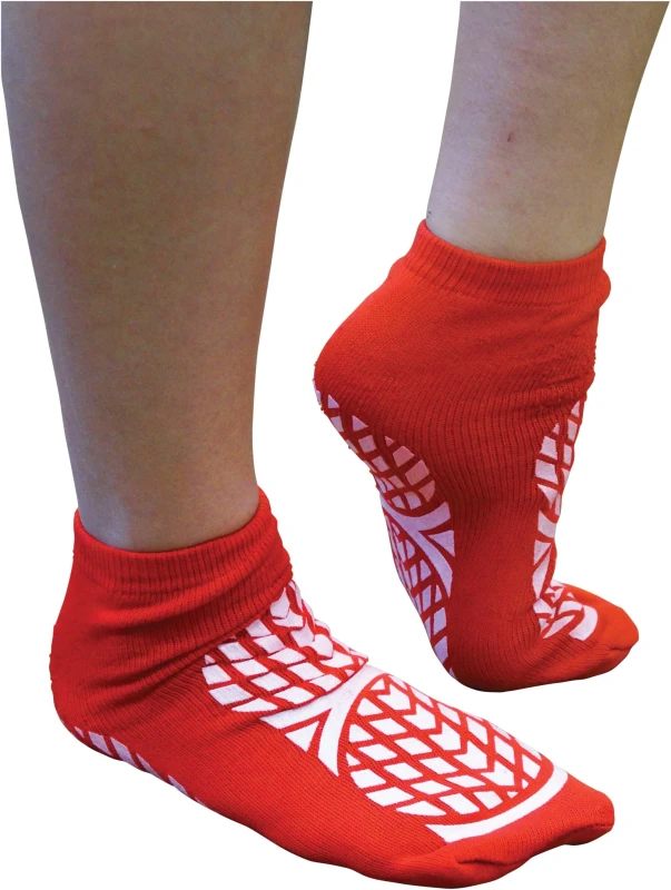 Image of Aidapt Patient Slipper Socks Red Med Red