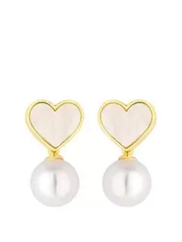 Image of Jon Richard Gold Plated Mother Of Pearl Heart Drop Earrings