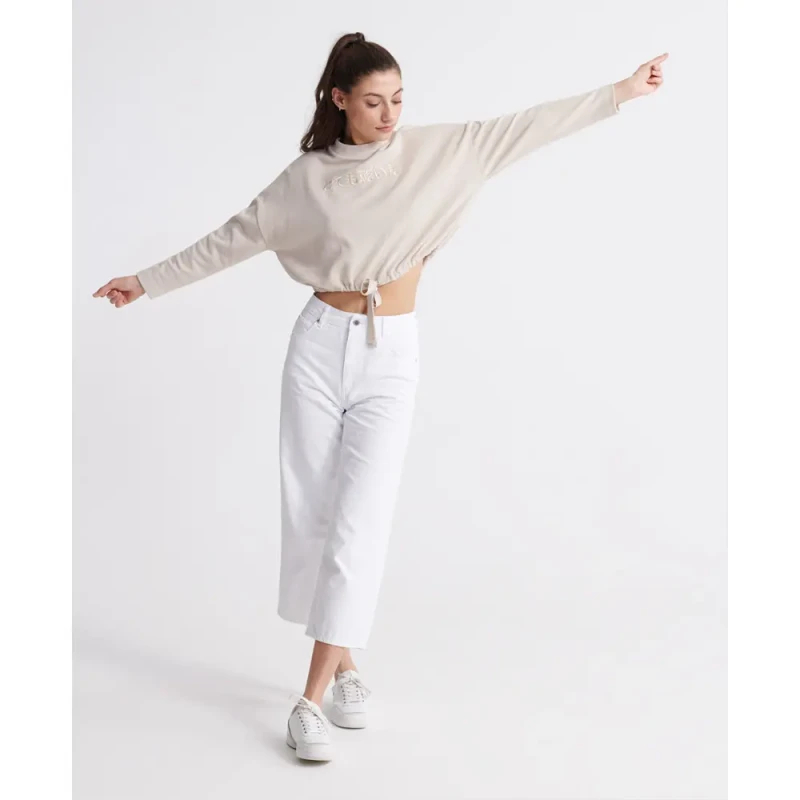 Image of Superdry Womens wide legged trousers Superdry Blanc Female 26x30