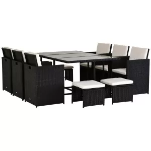 Image of Outsunny Rattan Dining Set, 11 PC-Black