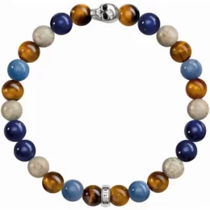 Image of Ladies Thomas Sabo Sterling Silver Size Large Rebel At Heart Stretch Skull Bracelet