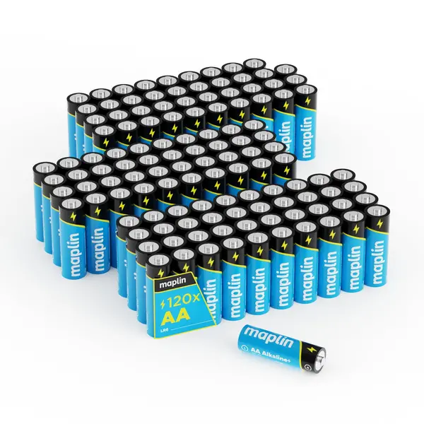 Image of Maplin Maplin AA LR6 7 Year Shelf Life High Performance 1.5V Alkaline Batteries (Pack of 120) GSLR6A/L47AL x3
