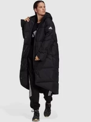 Image of Adidas Big Baffle Down Coat, Black, Size S, Women