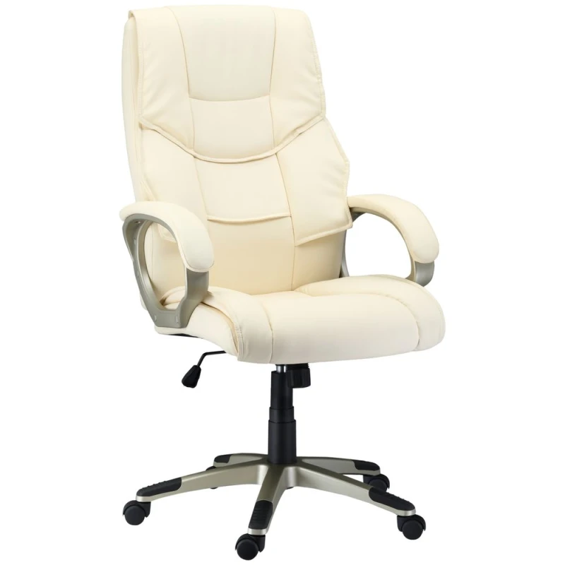 Image of Homcom Executive Office Chair Faux Leather Computer Desk Chair W/ Wheel White 921-617V70CW