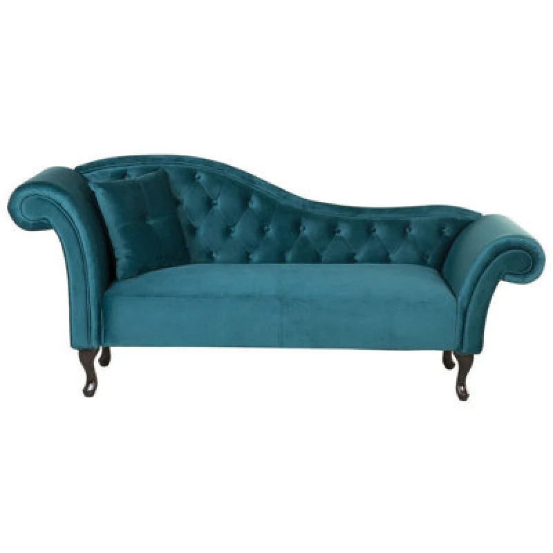 Image of Beliani Left-Hand Chaise Lounge Lattes Velvet Teal