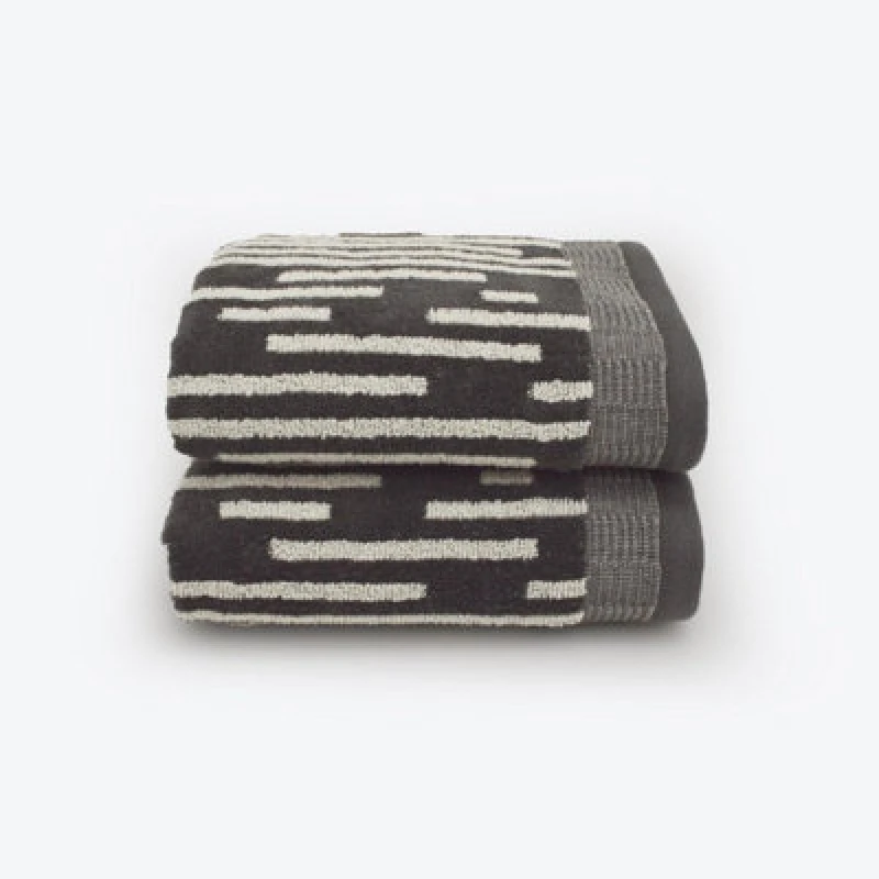Image of Allure Bath Fashions Pop Up Zero Twist Barcode Stripe Pair Of Hand Towels - Dark Steel