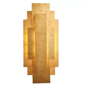 Image of Antique Gold Leaf Panel Wall Light Fitting - Twin G9 LED - Decorative Sconce