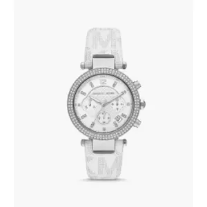 Image of Michael Kors Womens Parker Chronograph Optic Pvc Watch - White