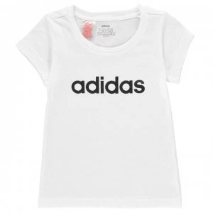 Image of adidas Girls Essentials Linear T-Shirt - White/Black