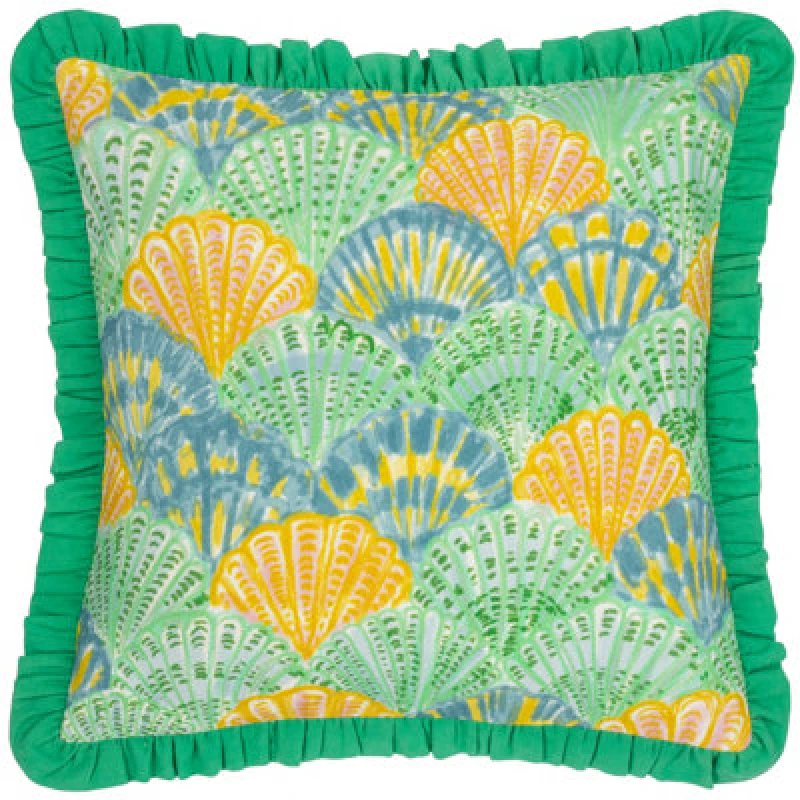 Image of Clam Shells Cushion Green