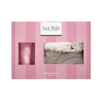 Image of Jack Wills Slipper Socks and Body Lotion Gift Set - Pink
