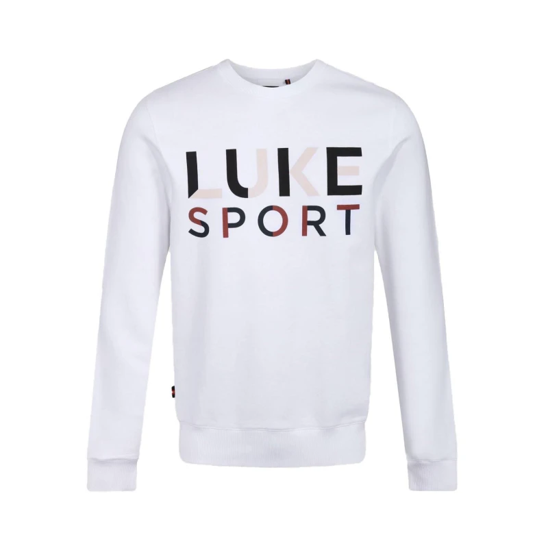 Image of Luke Mens Texty Crew Sweatshirt White Black male Small