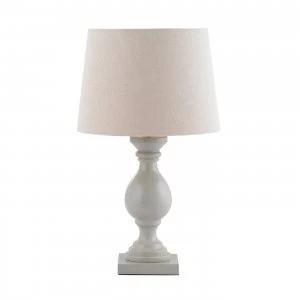 Image of Table Lamp Ivory Linen Effect, Taupe Painted Wood, E14