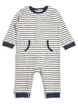 Image of Mamas & Papas Stripe Ribbed Romper Baby Boys