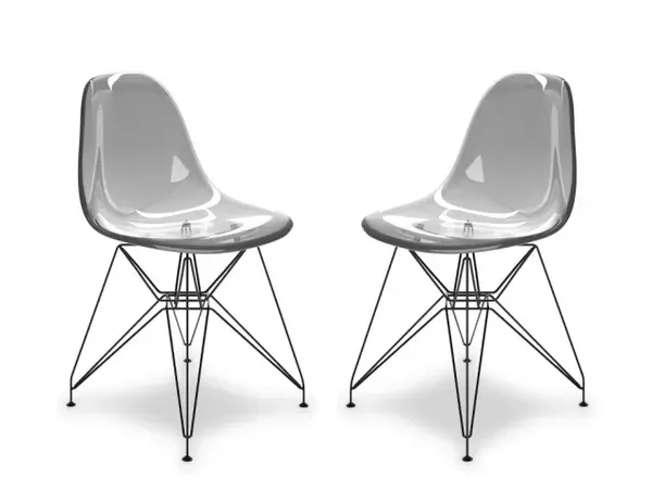 Image of LPD Coco Set of 2 Smoked Grey and Black Dining Chairs