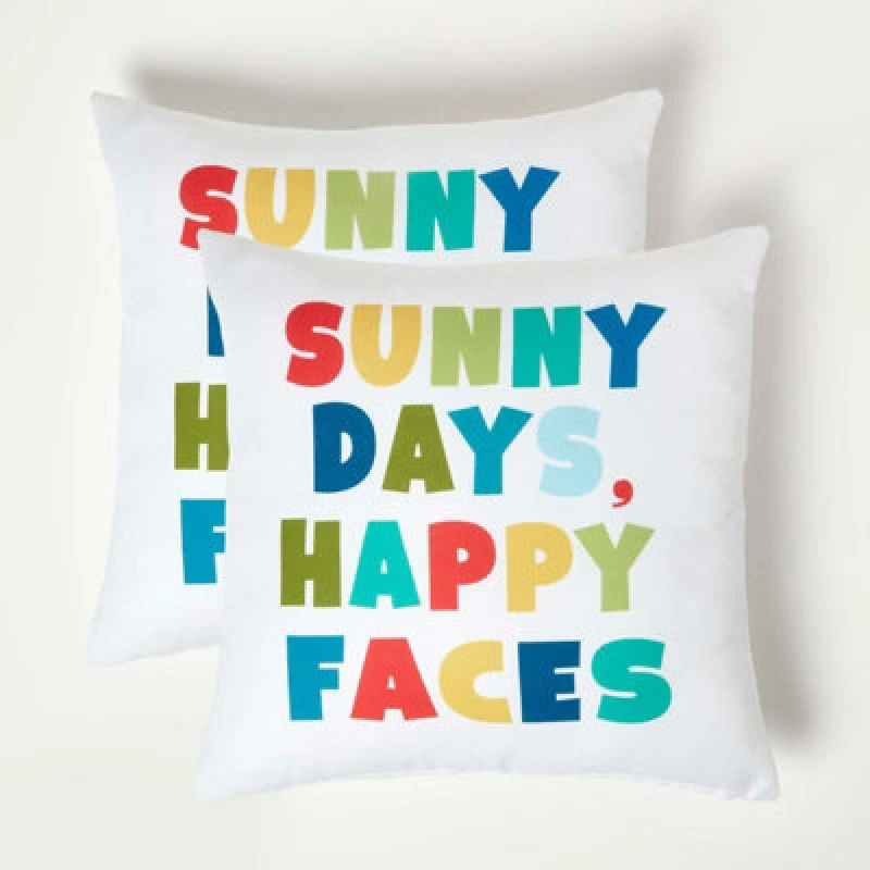 Image of Homescapes Sunny Days Outdoor Cushion 45 x 45 cm, Set of 2 Multi