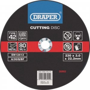 Image of Draper Depressed Centre Metal Cutting Disc 230mm 3mm 22mm
