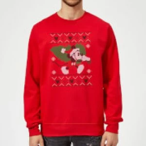 Image of Disney Mickey Mouse Christmas Tree Mickey Red Christmas Sweatshirt - M - Red