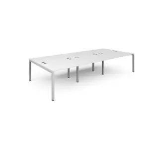 Image of Bench Desk 6 Person Rectangular Desks 3600mm White Tops With White Frames 1600mm Depth Connex