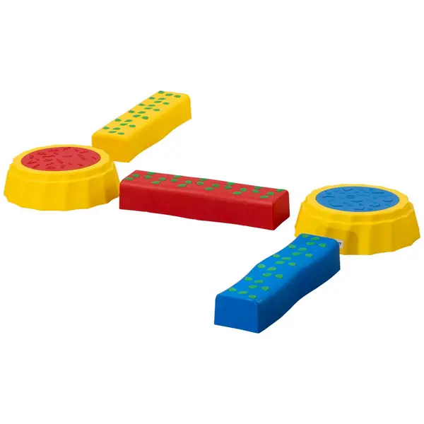 Image of Outsunny Five Piece Kids Balance Bridge & Stepping Stones with Non-Slip Surface Yellow