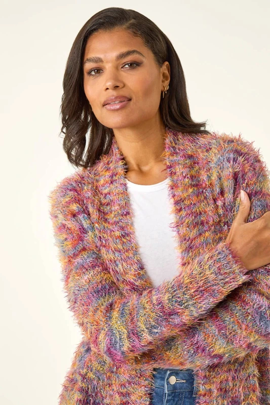 Image of Roman Fluffy Longline Cosy Cardigan Multi female