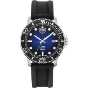 Image of Mens JDM Military Tango Black Silicone Blue Dial Watch
