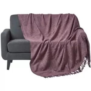Image of Nirvana Slub Cotton Mauve Throw, 255 x 360cm - Purple - Homescapes