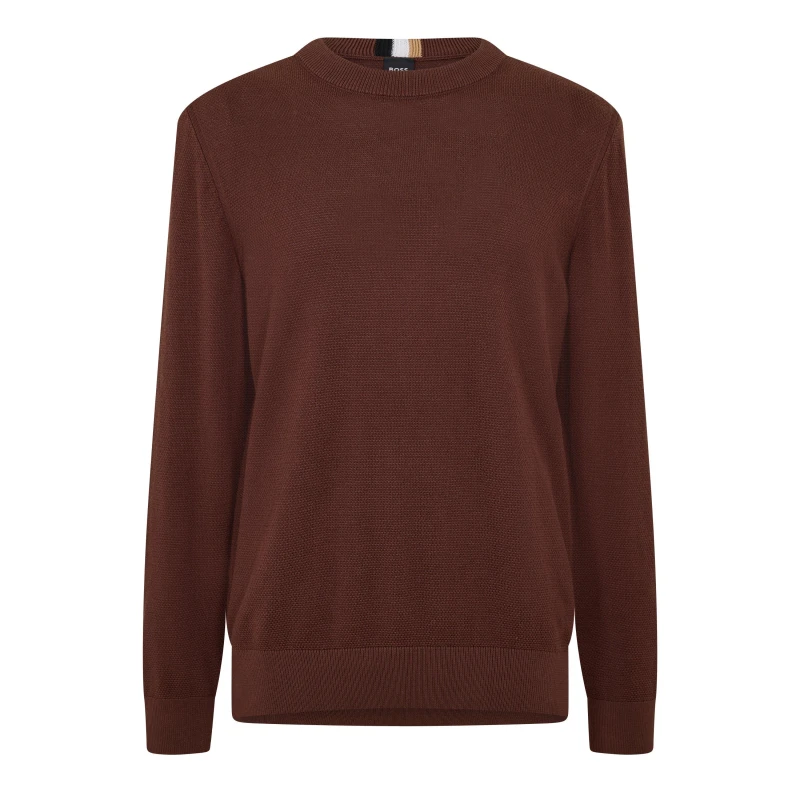Image of Boss Mens Ecaio-P Knitted Jumper Dark Brown male Small